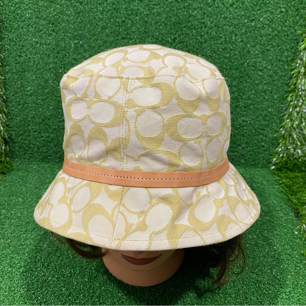 Vintage Coach Green Signature Bucket Hat Sz S Women’s - Picture 2 of 9